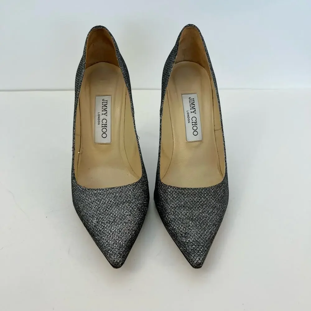 Jimmy Choo Glitter Pointed-Toe Pumps Shoes Heels | Size 37 (US 7)